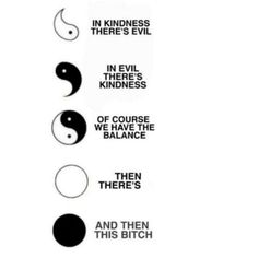 four different types of yin symbols with the caption in black and white on them