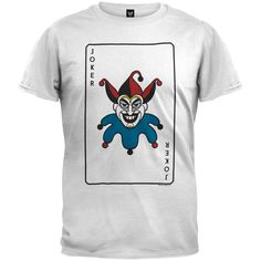 Joker Card T-Shirt Men's T-Shirts Old Glory 2XL White Shirt Walmart, Wolf Costume, Joker Card, Joaquin Phoenix, Blue Shirt, Vintage Halloween, Lady Gaga, Classic Shirt, Piece Of Clothing