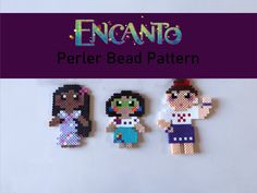 the perler bead pattern includes three different characters