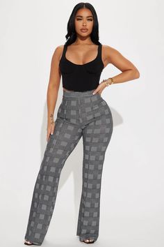 Buy Victoria High Waisted Dress Pant in Black/White from Fashion Nova. These Pants are available in most sizes. Receive free US shipping on orders over $75. High Waisted Dress, All Body Types, Church Attire, Waisted Dress, Flare Pant, Professional Wear, Fashion Nova Pants, Your Girl