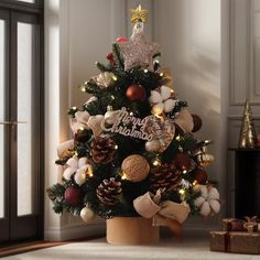 a decorated christmas tree in a living room