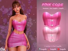 the pink corset is designed to look like it has been cut into pieces