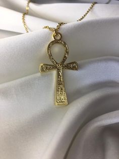 Gold plated Ankh Necklace with Symbols- Egyptian Myth- Gift for her - Birthday gift  Does not tarnish! Ahnk Symbol Necklace, Gold Ankh Necklace, Egyptian Jewelry Modern, Ankh Jewelry, Egyptian Pendant, Ancient Egyptian Jewelry, Dope Jewelry Accessories, Egyptian Necklace, Ankh Necklace