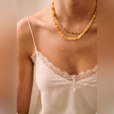 Nwot Silk Lace Trim Cami. Perfect Condition Necklace With Lace Top, Terracotta And Green, Jeweled Shoes, Lace Trim Cami, Lace Bands, New Charmed, Look After Yourself, Silk Tank, Brass Necklace