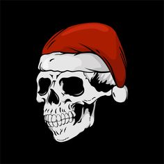 a skull wearing a santa hat on top of it's head