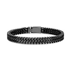 Reinforcements Wavy Design Foxtail Bracelet in Black IP Stainless Steel for Men Size: one size. Gender: male. Age Group: adult. Adjustable Gunmetal Bracelet For Formal Occasions, Classic Adjustable Black Chain Bracelet, Adjustable Durable Black Chain Bracelet, Cheap Black Men's Wristband, Mens Black Chain Nordstrom, Luxury Tarnish Resistant Men's Chain Bracelet, Men’s Stretch Bracelet, Masculine Black Bracelets For Everyday, Gentleman's Wardrobe