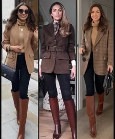 Brown Boots Outfit Ideas, Brown Boots Fall Outfits, Chic Brown Winter Heeled Boots, Outfit Frio Mujer, Luxury Brown Knee-high Boots For Business, Brown Knee-high Boots For Fall Workwear, Chic Brown Knee-high Boots For Business, Elegant Brown Knee-high Winter Boots, Outfit Botas