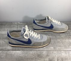 Up on ETSY for buy it now is a good condition, Vintage Nike 80's 1982 Nike Air Cortez Racer Waffle Men's Sneakers Shoes. Size 8.5. Made in Taiwan. From smoke-free home. Clean inside and out. I have personally not wore these because they are collectors. Some flexibility in soles, not curled over to fully test. Very well built and sturdy. Approximate Outside Dimensions: 11 inches heel to toe by 3.75 inches across the ball of footwear.  Sold as is gently used.  Please check out the pictures. If you Vintage Low-top Running Sneakers, Vintage Sneakers With Rubber Waffle Outsoles For Jogging, Vintage Running Sneakers, Nike Waffle Racer, Nike Internationalist, Mens Tie, Nike Cortez, Tie Shoes, Shoes Trainers