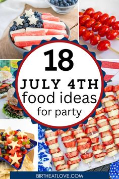 Festive 4th of July food ideas! This collection of easy Fourth of July food recipes is perfect for BBQ parties. These July 4th BBQ party ideas will make your celebration extra festive with good clean patriotic food. Includes red, white and blue 4th of July appetizers, side dishes, grilling recipes, healthy snacks, and desserts to feed a crowd on Independence Day! Plan your healthy 4th of July menu here! Healthy 4th Of July Food, Desserts To Feed A Crowd, Food Ideas For Party, Food For Summer, 4th Of July Appetizers