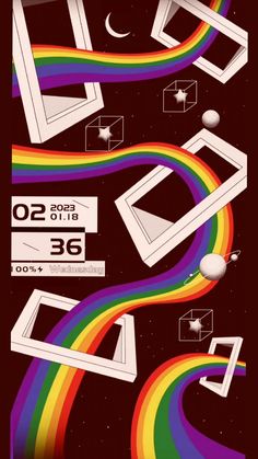 an image of the back side of a computer screen with different colors and shapes on it