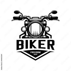 a motorcycle logo with the words biker on it and an image of a motorbike