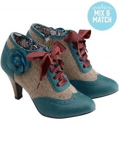 Full of English countryside charm, these sweet bootees with a side zip feature tweed panels and a pretty corsage for a real shoe statement. Heel height: 8.5cm Bags and Shoes Mix and Match Offer Buy a bag and a pair of shoes, save £5 Click Here To See The Full Offer Tweed Shoes, Irregular Choice Shoes, Teacher Outfit, Retro Mode, Joe Browns, Vintage Stuff, English Countryside, Crazy Shoes, Pretty Shoes