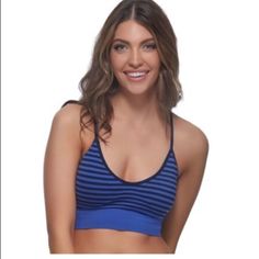 Seamless Two Pack T-Back Bralette With Removable Pads. Includes: One Blue Bra And One Black Bra. New In Box! Product Details: Style C3322 Wire Free Light Support And Shaping Easy Fit, Two-Way Stretch Soft Fabric For All Around Comfort Versatile With Removable Cups T-Back Adjustable Straps Fabric Content: Body - 93% Nylon, 7% Spandex Bottom Band - 86% Nylon, 14% Spandex Remove Pads Before Washing Cacique Bras, Blue Bra, Minimiser Bra, Sheer Bra, Unlined Bra, Sports Bra Sizing, Strapless Bra, Bra Women, Navy Stripes