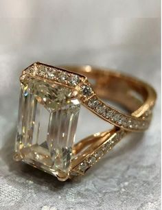 3Ct Emerald Lab Created Diamond Women's Wedding Ring 14K Rose Gold Plated Silver | eBay Trendy Engagement Rings, Emerald Cut Moissanite Engagement Ring, Faberge Jewelry, Emerald Wedding Rings, Art Deco Wedding Rings, Emerald Cut Moissanite, Beautiful Wedding Rings, Jewelry Accessories Ideas, Precious Jewels