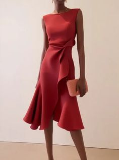 Women Plain Summer Urban Polyester Ruched Natural Non-Wrinkle Party Regular Fit Dresses Midi Elegant Dress, Inexpensive Dresses, Sheath Midi Dress, Elegant Midi Dresses, Boat Neck Dress, Work Style, Midi Sheath Dress, Crewneck Dress, Midi Dress With Sleeves