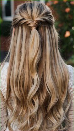 Braid Back Hairstyles Half Up, Simple Nice Hairstyles, Curly Half Up Half Down Hairstyles Prom, Easy Prom Hairstyles For Short Hair Shoulder Length, Half Up With Braids Hairstyles, Braided Half Up Half Down Hair Prom, Prom Hairstyles For Long Hair Half Up, Half Up Half Down Wedding Hair Medium Length, Prom Braids#EasyHomecomingHairstyles #HocoHairstylesForLongHair #MediumLengthHocoHairstyles Bridesmaid Hair From Front View, Braided Half Up Half Down Hair Prom, Braid Back Hairstyles, Wedding Hair Medium, Half Up With Braids, Wedding Hair Medium Length, Braided Half Up Half Down Hair, Half Down Prom Hairstyles, Half Up Half Down Prom