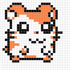 an orange and black cat is shown in the shape of a cross - stitch pattern