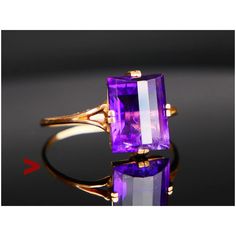 1937 Ring Amethyst solid 18K Gold Ø US7.75 / 2gr Art Deco Period, Purple Amethyst, Natural Stones