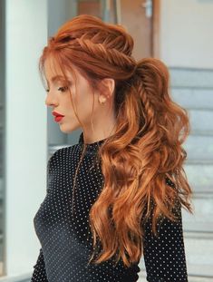 Dp Stylish, Braided Ponytail Hairstyles, Long Red Hair, Red Hair Color, Long Red, Braided Ponytail