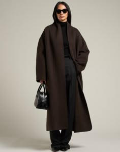 Mir Belted Robe Coat Espresso – MARCÉLA LONDON Wool Coat Outfits, Oversized Coat Outfit, Oversized Winter Coat, Brown Wool Coat, Oversized Wool Coat, Outerwear Trends, Belted Robe