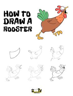 how to draw a rooster for kids