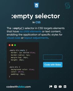 the empty selector in css is shown with an email box below it and some type of text