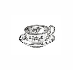 a drawing of a tea cup and saucer