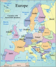 europe map with countries and major cities