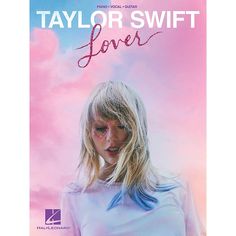 taylor swift lover sheet music book with pink clouds and blue sky in the back ground