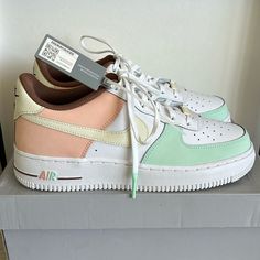 Nike Air Force 1 Lv8 Ice Cream Size Y6.5. Brand New, Bought The Wrong Size. Pastel Custom Sneakers For Streetwear, Pastel Lace-up Custom Sneakers For Streetwear, Nike Pastel Sneakers For Sports, Custom Casual Pastel Sneakers, Casual Low-top Custom Sneakers In Pastel, Casual Pastel Low-top Custom Sneakers, Nike Air Force 1 White With Gum Sole, Nike Pastel High-top Sneakers, Nike Pastel Lace-up Sneakers