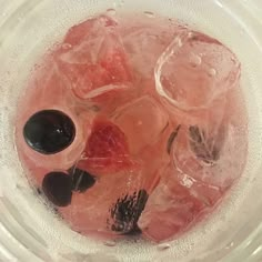 some ice cubes and water in a bowl