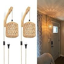 two pictures side by side, one has a lamp and the other has a door