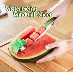 watermelon slicer being used to cut into pieces