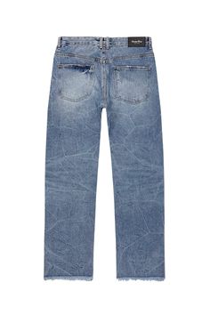 SEMI WIDE FIT 100% COTTON INTENSE BLUE Natural washing Non-stretchy denim fabric Silver button with 'Smoke Rise' logoModel is 6ft and wears size 30 Urban Style Faded Mid-rise Jeans, Casual Dark Wash Cropped Jeans With Five Pockets, Urban Washed Mid-rise Jeans, Casual Cropped Jeans In Dark Wash, Washed Blue Rigid Denim Cropped Jeans With Five Pockets, Washed Blue Cropped Jeans With Five Pockets, Trendy Faded Pants With Five Pockets, Distressed Blue Flare Jeans For Streetwear, Urban Faded Mid-rise Jeans