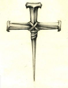 a drawing of a crucifix with the cross on it's side