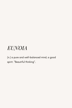 the words eunoa are written in black and white