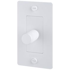 the light switch is white and has two knobs