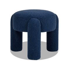 the foot stool is made out of blue fabric