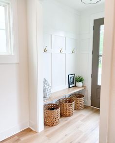 the entryway is clean and ready for guests to use it as a storage space