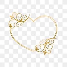 a gold heart with vines and leaves on it, transparent background png clipart