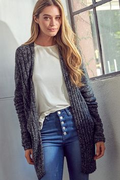 - Chunky sweater knit cardigan- Open front - Bat sleeves- Solid two tone knit- Model is 5' 10" 33-24-37 and wearing a Small- S/M/L 2-2-2- 100% ACRYLIC Style: CASUAL Print / Pattern: SOLID Fit: LOOSE Sleeve: LONG SLEEVE Closure: OPEN FRONT Lining: NO Fabric Contents: 100% ACRYLIC Non-sheer fabric Care Instructions: MACHINE WASH COLD, DO NOT BLEACH Batwing Cardigan, Bat Sleeves, China Style, Classic Cardigan, Pullover Cardigan, Chunky Knit Cardigan, Spring Sweater, Active Wear Pants, Cardigan Fashion