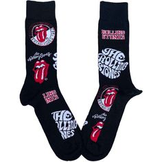 The Rolling Stones Logos Socks Black New Item Description Product Type: Apparel Format: Socks Design Feature: Logos Material Type: 86% Cotton, 12% Polyamide, 2% Elastane Rolling Stones Logo, Rolling Stones Band, Metal Shirts, Curling Hair With Wand, Black Cartoon, Band Logos, Clothing Logo, Fashion Socks, Bob Marley