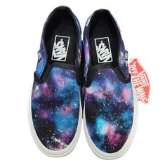 Machine Wash Sole Material Canvas Upper Slip-On Elastic Side Panels Low-Cut Design Rubber Outsole Galaxy Designed To The Out Of This World Print Which Is Laid-Back And Authentically Cool. The Canvas Upper Won't Weigh You Down When You're Trying New Tricks On The Board Or Hanging Out With Friends. New With Tags Please See The Photos For Complete Details Pet And Smoke Free Make An Offer!!! Bundle And Save! 7310 Purple Vans Sneakers With Rubber Sole, Purple Low-top Vans Sneakers, Purple Vans Slip-on Sneakers, Purple Slip-on Vans Sneakers, Comfortable Purple Summer Sneakers, Comfortable Purple Slip-on Sneakers, Purple Summer Sneakers For Streetwear, Colorful Galaxy, Galaxy Shoes