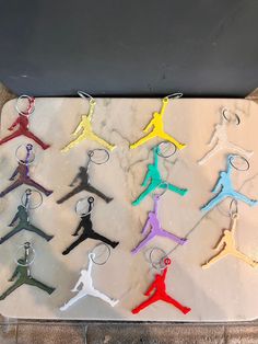 the air jordan keychains are all different colors