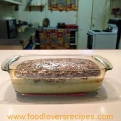 a casserole dish sitting on top of a counter