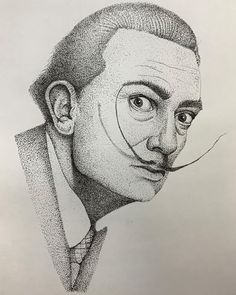 a drawing of a man with a nose ring