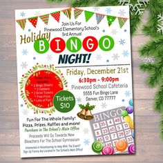 a flyer for the holiday bingo night