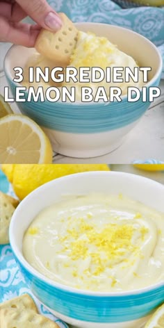 lemon bar dip in a bowl with crackers