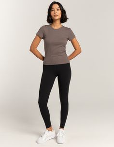 Tilly's Nylon Leggings. Experience The Perfect Blend Of Comfort And Style With Our Nylon Leggings—a Versatile Essential For Your Active And Casual Wardrobe. Crafted From High-Quality Nylon Fabric, These Leggings Offer A Smooth And Stretchy Fit That Moves With You Throughout The Day. High Waisted. Approx. Inseam: 27''. 88% Nylon, 12% Spandex. Machine Wash. Imported. Model Is Wearing A Size Small. Model Measurements:height: 5'8" Bust: 32"waist: 25"hips: 36" | Tillys Nylon Leggings Nylon Leggings, Womens Leggings, Best Leggings, Nylon Fabric, Casual Wardrobe, Model Measurements, Black Leggings, Women's Leggings, The Day