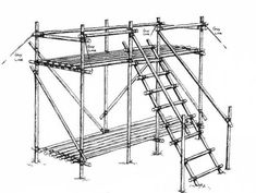 the scaffolding system is shown in this drawing, it shows how to use ladders